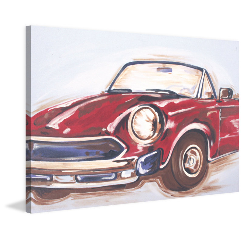 "Vintage Car" par Reesa Qualia, reproduction sur toile tendue, H 30 po x l 45 po x P 1,5 po