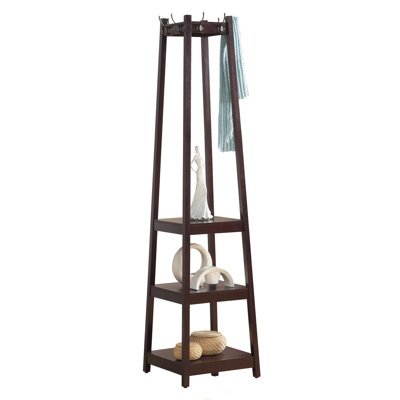 Coat Rack W/ 3-Tier Storage Shelves In Finish, Bathroom Shelves, Storage Shelves by Hokku Designs
