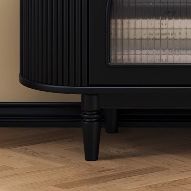 Meuble télé en bois massif de style rétro, Noir, noir, noir, noir, 78.74"