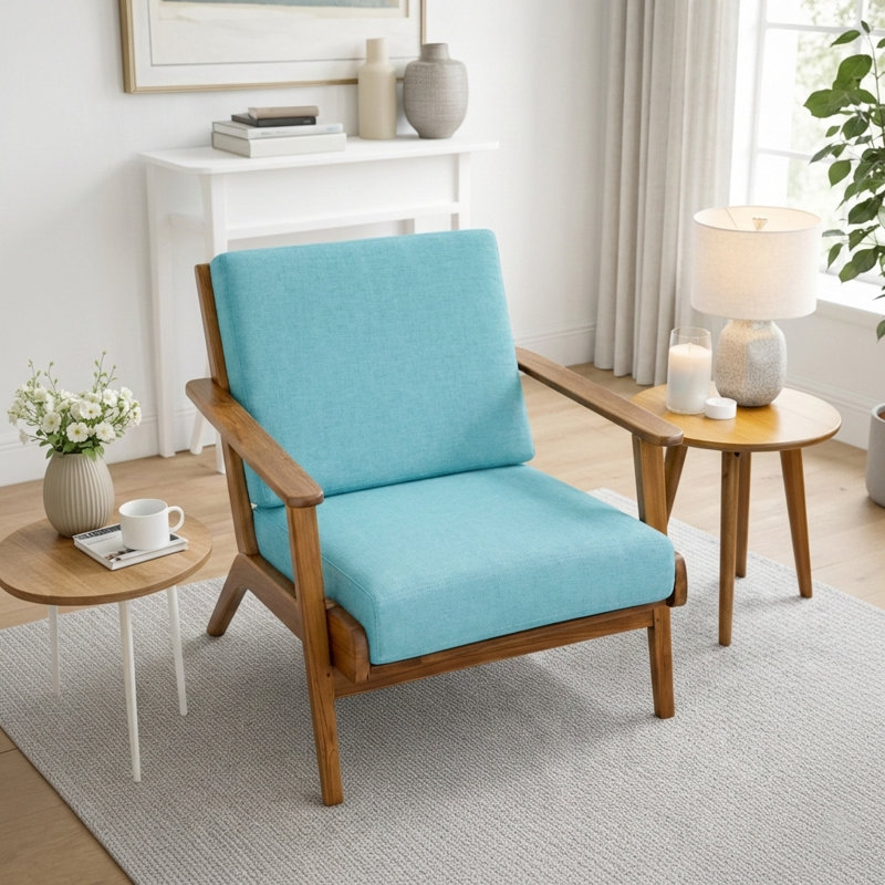 Fauteuil Roddney, Lin bleu ciel