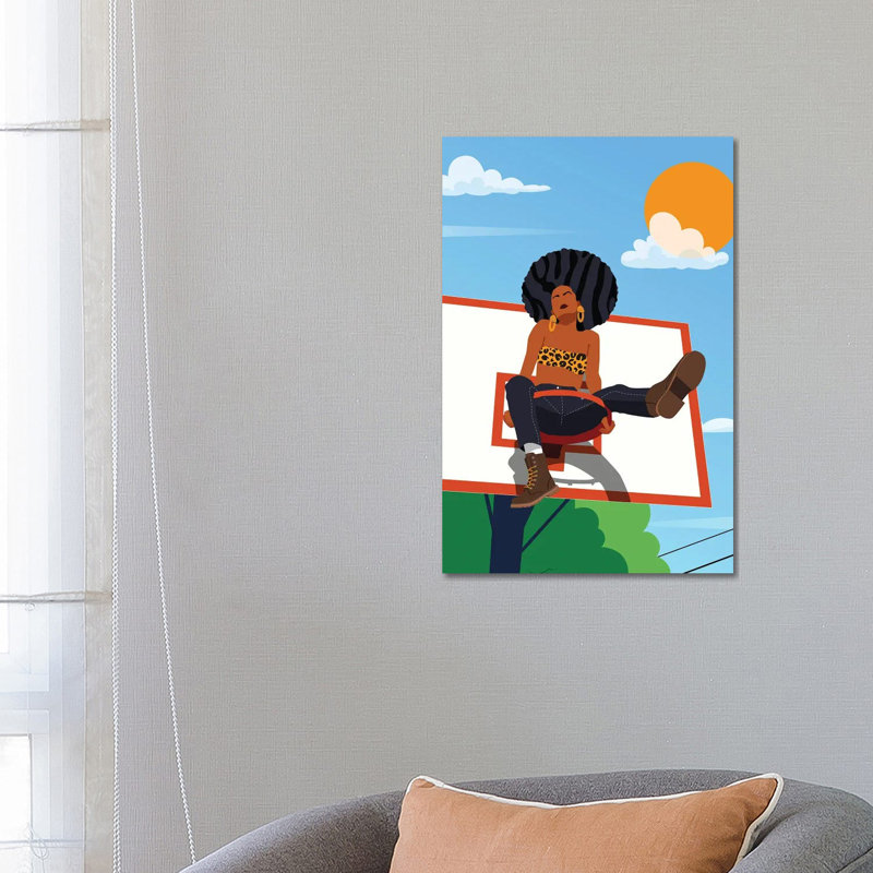 Afro And Hoops - Print on Canvas, Wrapped Canvas, 66.04 cm H x 45.72 cm W x 1.91 cm D