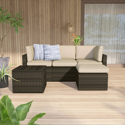 Wicker 3 - Person Modular Patio Conversation Set