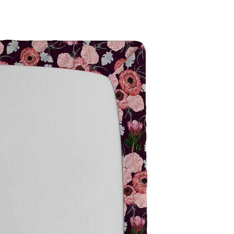 Drap-housse Ambesonne, Drap-housse simple TG, Fuchsia foncé, rosé / floral