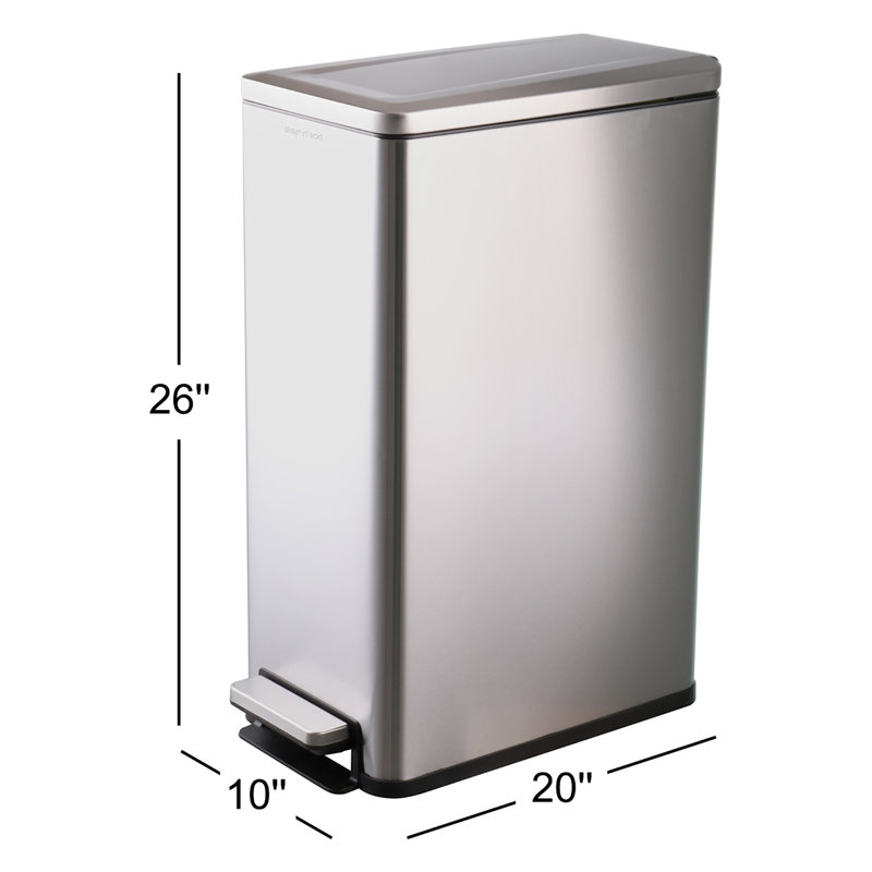 Poubelle mince de recyclage double, poubelle de cuisine à pédale en acier inoxydable de 12 gallons (2 x 6 gal), conception étroite compacte avec 2 seaux intérieurs amovibles, couvercle à fermeture douce, résistant aux empreintes digitales