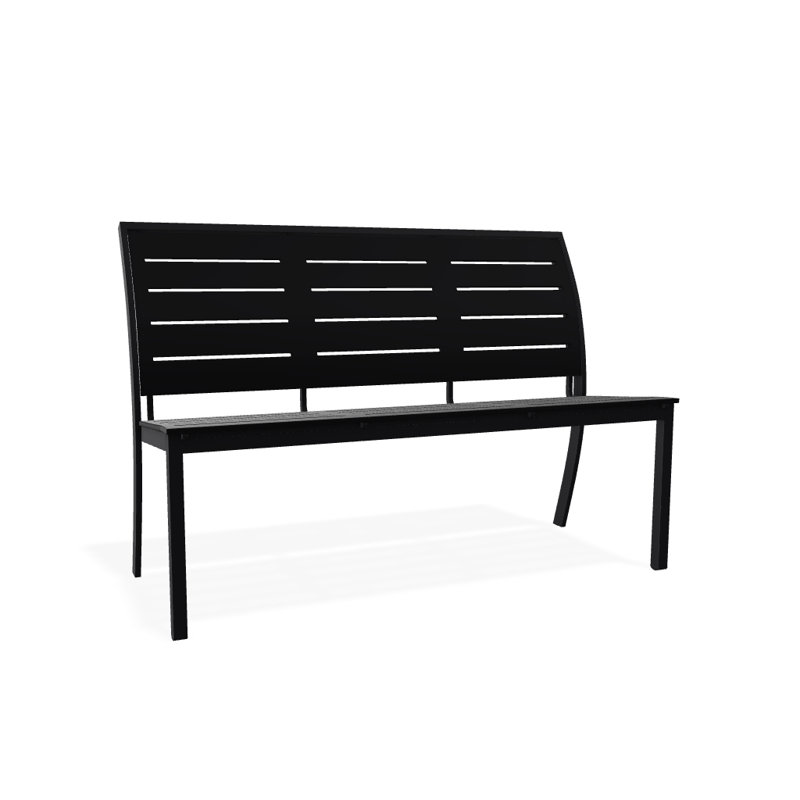 Banc de parc empilable aluminium Bazza, Noir P70, Noir texturé