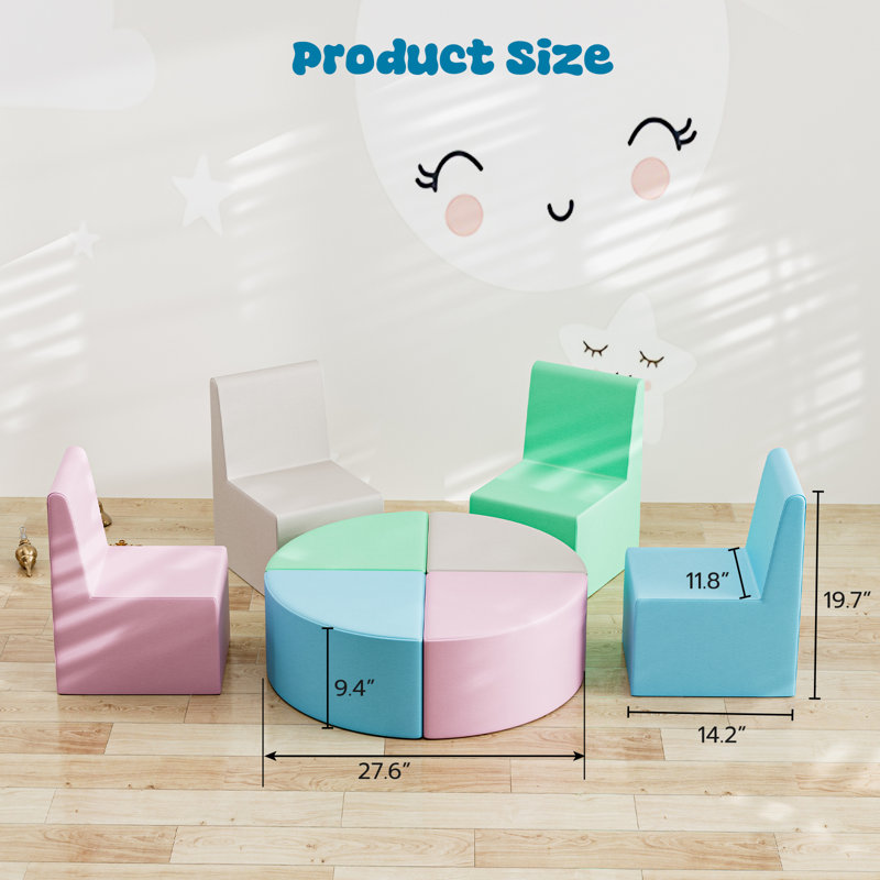 8 Piece Kids Sofa Set, Gray/Pink/Blue/Green