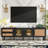 TV Stand with 3 Cabinets & 2 Drawers, Rattan-inspired Media Console Table for TVs up to 80''-1558735143