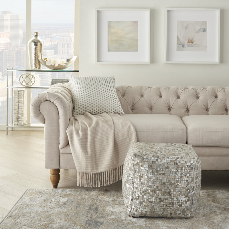  Housse de coussin carré et insert, Ivoire doré
