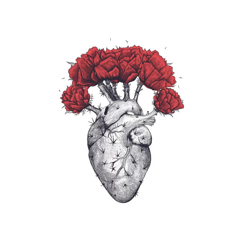 Cactus Heart by Valeriya Korenkova - Wrapped Canvas Print, 152.5 cm H x 101.5 cm W