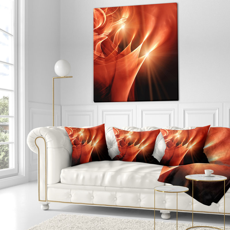 Motif abstrait fractal brun chaud abstrait - Coussin imprimé abstrait, 18 po x 18 po, Coussin décoratif