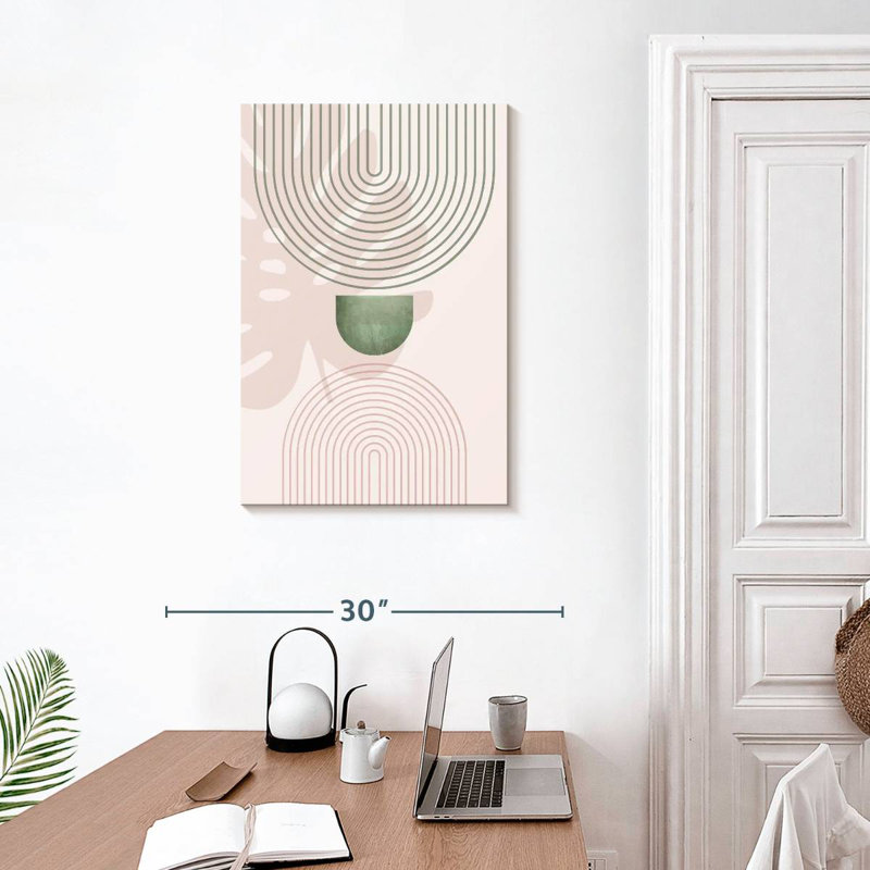 Avery rose vert Mid-Century botanique I, H 30 po x l 20 po