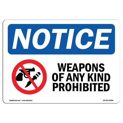 Weapons of Any Kind Prohibited Sign