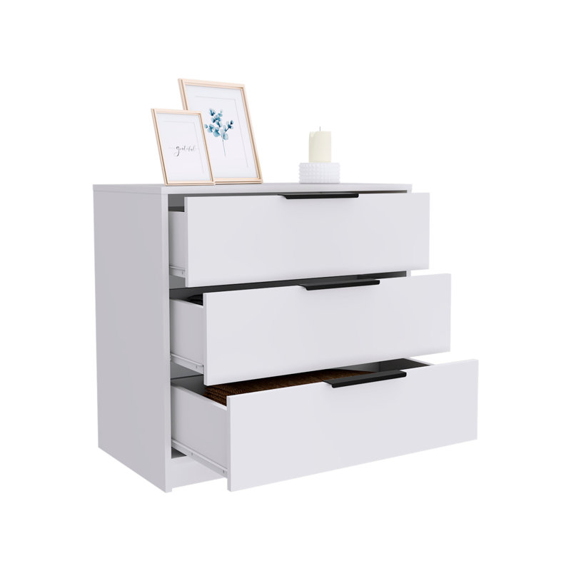 Commode à trois tiroirs, Blanc