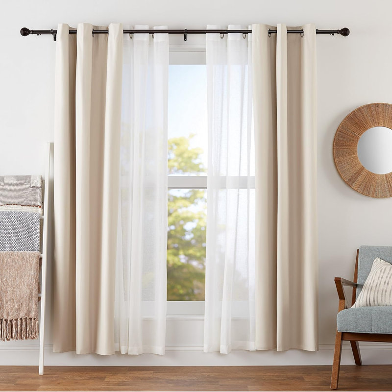 183cm Straight Tension Shower Curtain Rod & Hook Set, Bronze