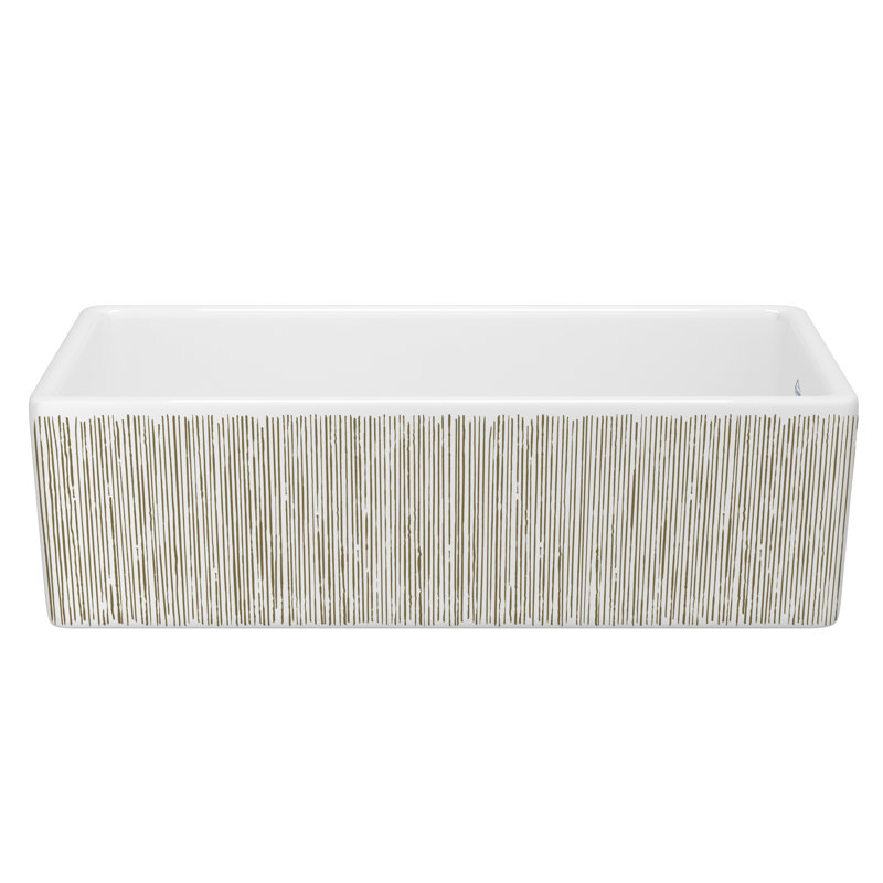Shaker­­™ 36" Single Bowl Apron Front Fireclay Kitchen Sink, Lines Gold