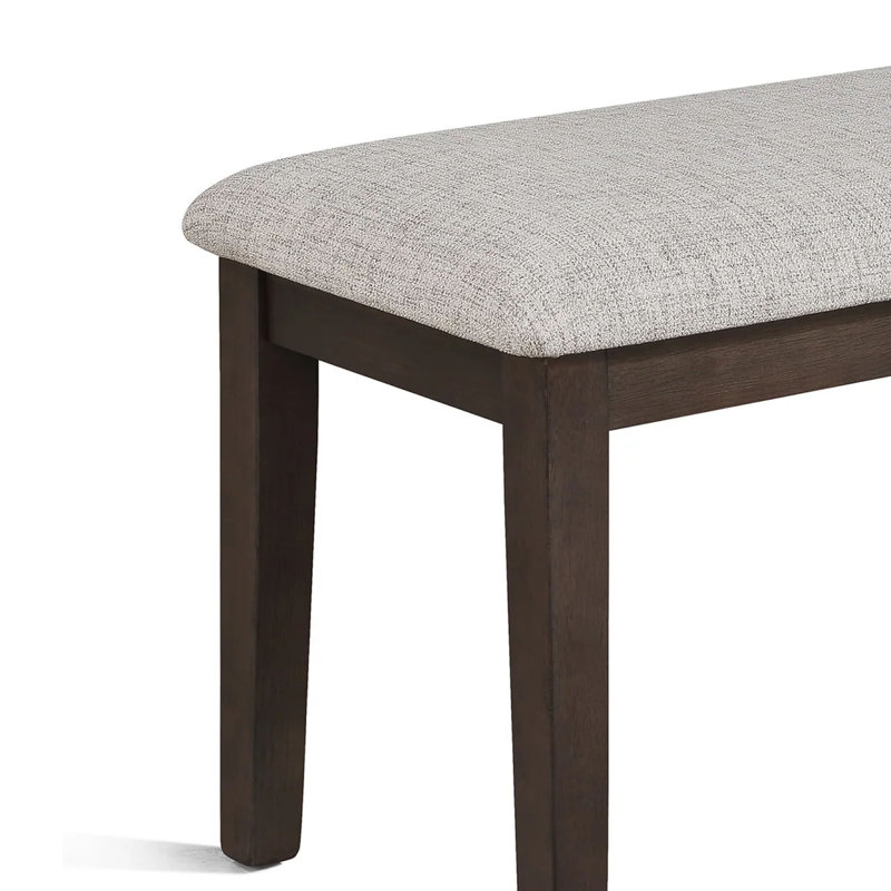 Banc de salle à manger Wogy, tissu blanc cassé, pieds en bois brun, 46 po