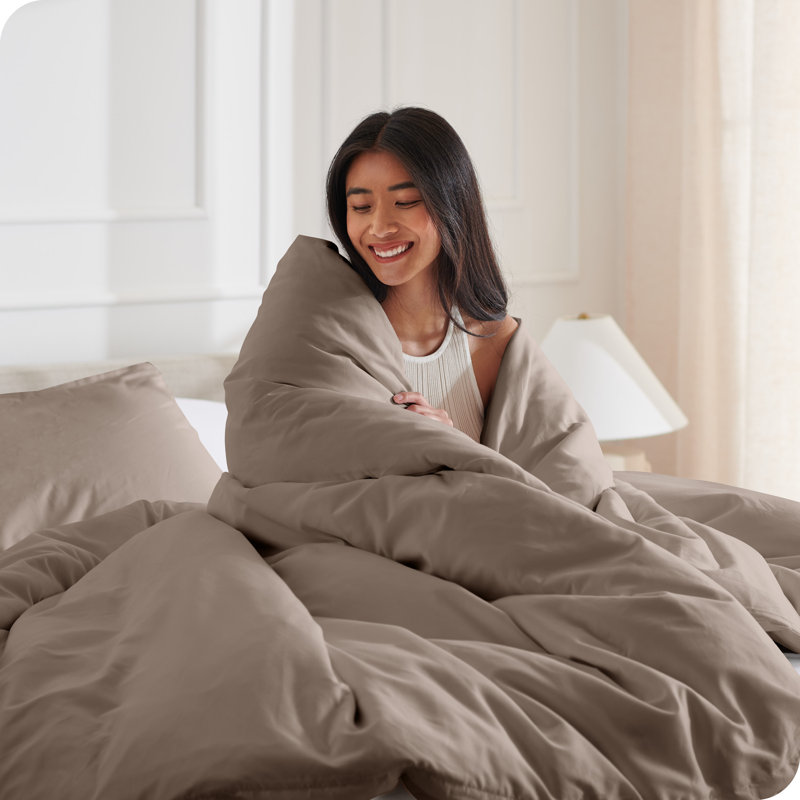 Ensemble de housse de couette et taie décorative en microfibre de qualité supérieure, Taupe