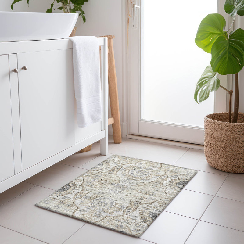 Premium Machine Washable Alliah AMF95 Linen Rug, Rectangle 1'8" x 2'6"