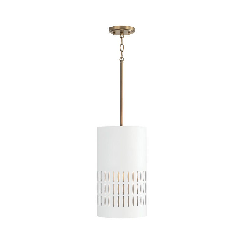 Chemar 1 - Light White Cylinder Pendant, 16.5" H x 9.25" W x 9.25" D