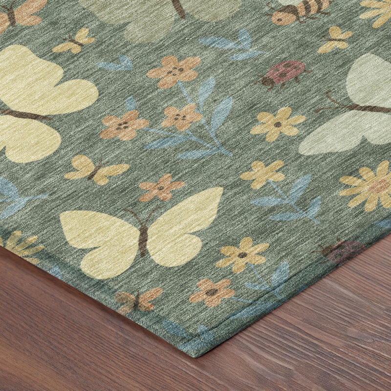 Machine Washable Indoor/Outdoor Chantille ACN2618 Kids Rug, Basil, 2'3" x 7'6" Runner