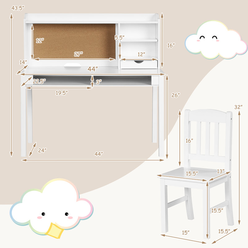 Ensemble de bureau d'écriture avec huche et chaise Cambrea