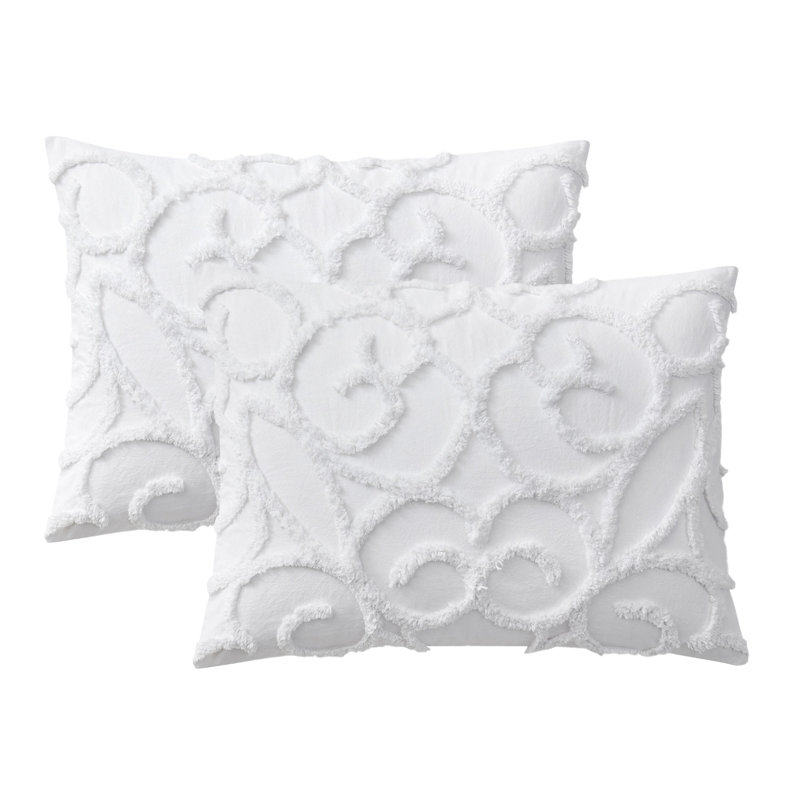 Ensemble d'édredon touffeté médaillon en coton Boho, Édredon pour grand lit + 2 taies décoratives sta