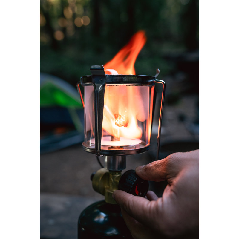 Compact Black and Silver Propane Camping Lantern