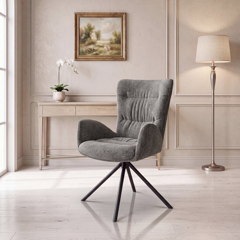 Upholstered Swivel Accent Chair with Tufted Seat, Grey