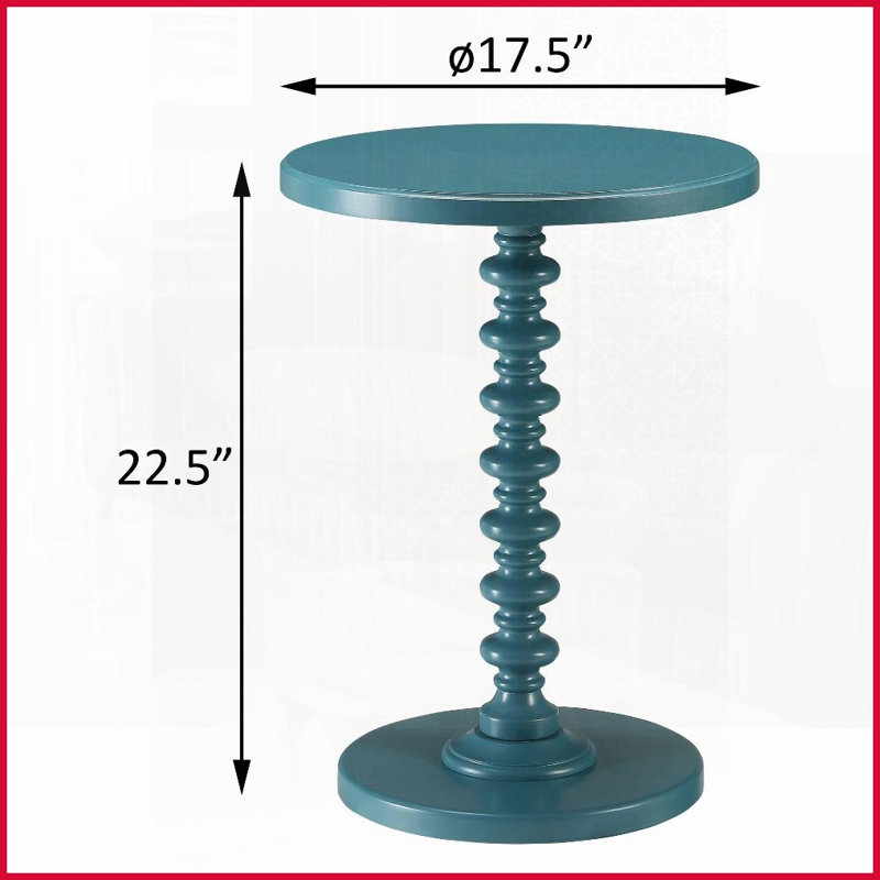 Table basse ronde sarcelle avec piédestal classique - Économie d'espace et bois massif Panneau de fibres à densité moyenne pour salon / salle à manger fonctionnel