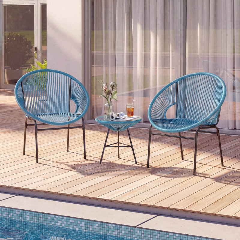 Ensemble de 3 chaises d'extérieur Bayou Breeze, Turquoise