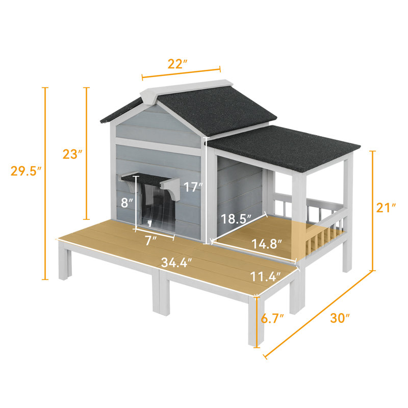 Abri pour chat extérieur imperméable avec grand balcon