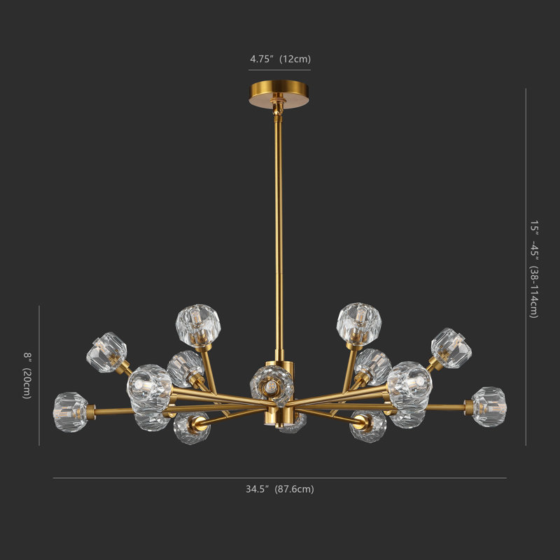 Elizabelle 18 - Light Chandelier, Gold