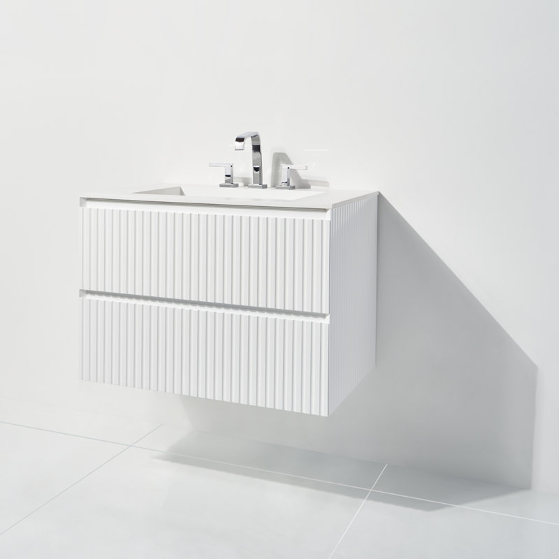 36.25'' Single Bathroom Vanity with Solid Surface Top, White