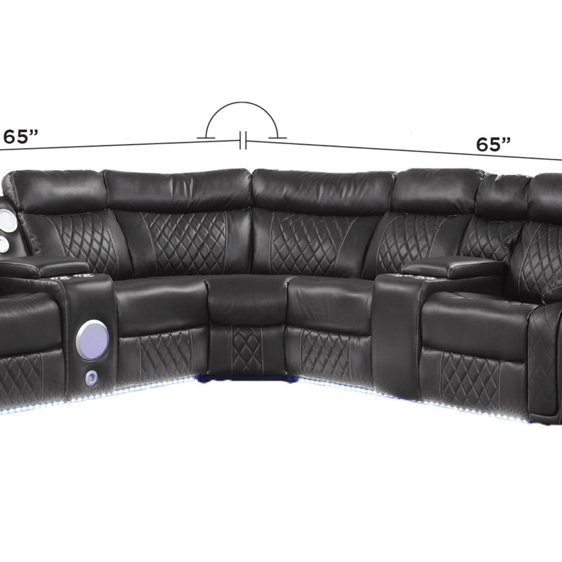 Canapé modulaire inclinable électrique Lacrosse, Tissu gris