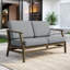 Causeuse d'extérieur en bois de teck avec coussin et accoudoirs Clinkscales-114983538-114983540
