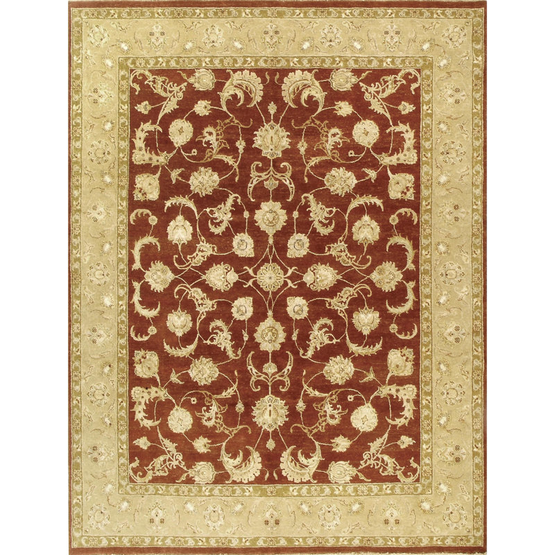 Tapis rouille et beige noué à la main de haute qualité, Rectangle 6 pi x 9 pi