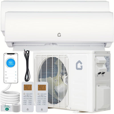 Dual Zone Mini Split AC/Heating System 28K BTU (12K+12K), 20 SEER2 Wall Mounted Air Conditioner with WiFi, 208-230V Heat Pump, Pre-Charged Condenser (Lineset Not Included)