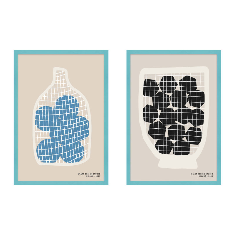 Balls And Hexagons Print, 38" H x 26.5" W x 1.25" D, Teal Framed Paper