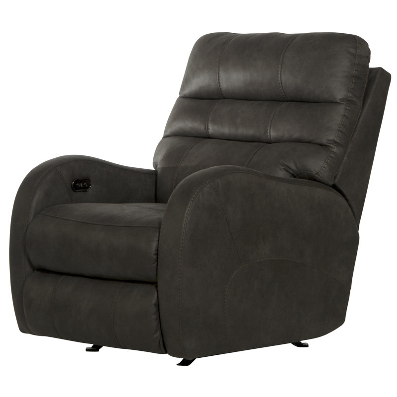 Upholstered Power Rocker Recliner with USB Charging Port, Gray 100% Polyester