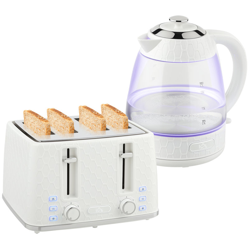Kettle and Toaster Set, White