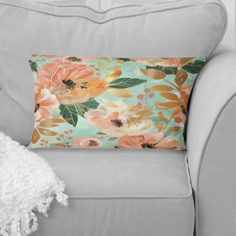 Coussin lombaire rétro floral - Peach