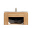 Meuble-lavabo flottant 30 po en pierre frittée intégrée en travertin, lumière DEL à capteur, armoire en bois naturel rayé 3D, tiroir à fermeture en douceur-970132869
