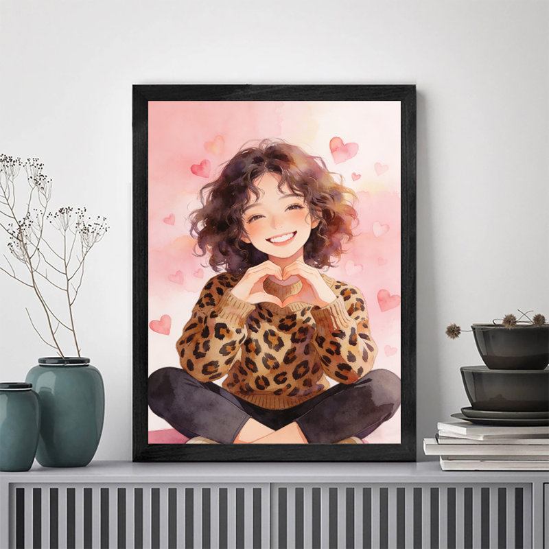 Reproduction d'art encadrée noire, H 17 po x l 13 po