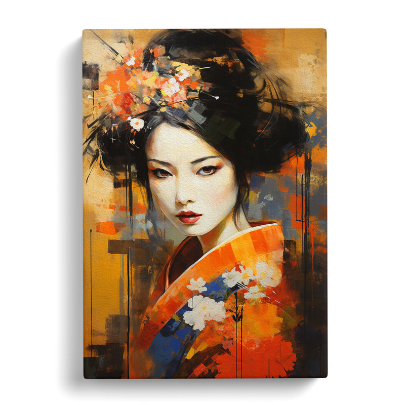 Geisha Expressionism - Wrapped Canvas Print, 60cm H x 40cm W x 3cm D