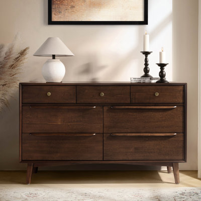 Commode 7 tiroirs Mid-Century avec pieds en bois massif et séparateurs de tiroirs Bobbi Clegg