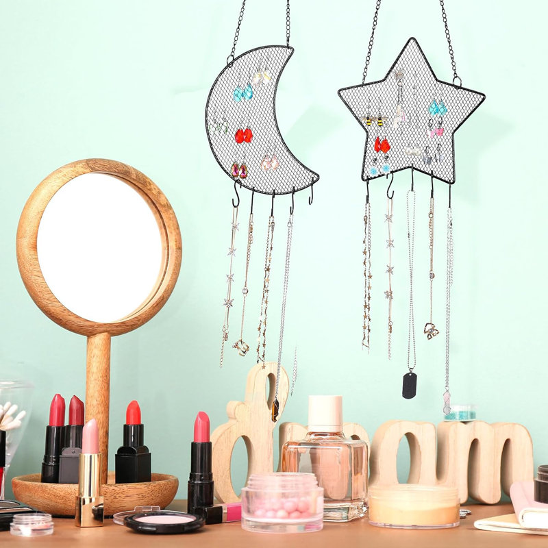 2-piece Black Earring Wall Holder Set