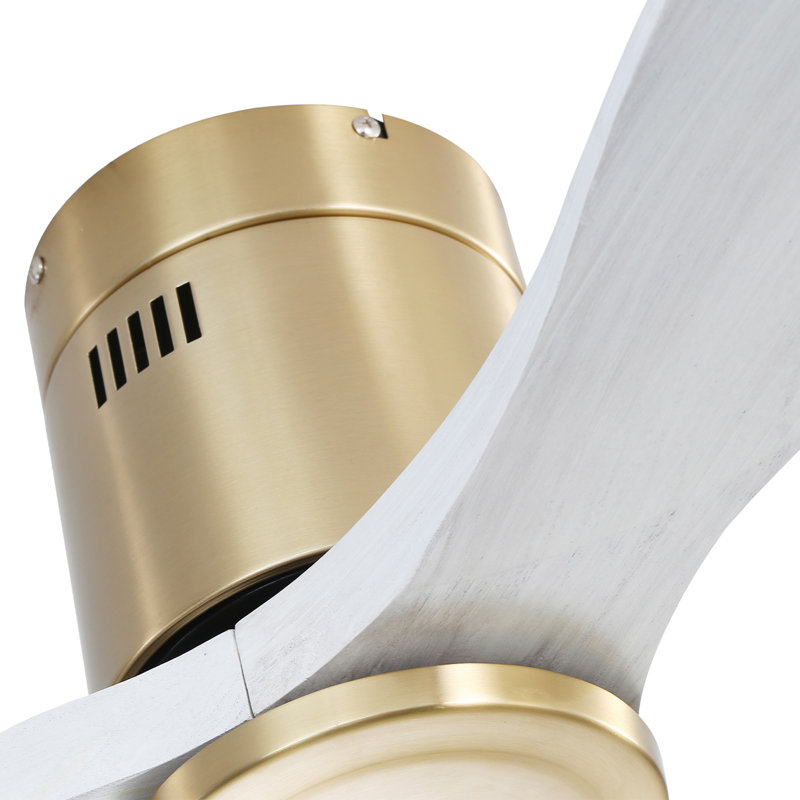Ventilateur de plafond 52 pouces à profil bas DC 3 ventilateur en bois massif sans moteur réversible télécommande sans lumière