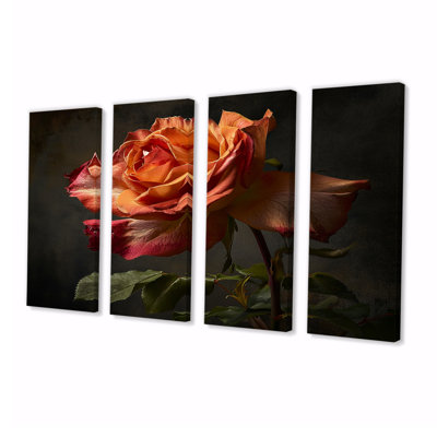 «Red Orange Rose», ensemble d'art mural 4 pièces