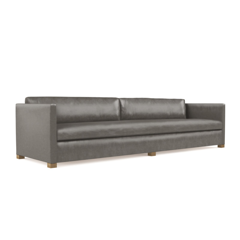 Madison Sofa, Box Weave Linen Blue Print, 33" H x 96" W x 41" D, Natural