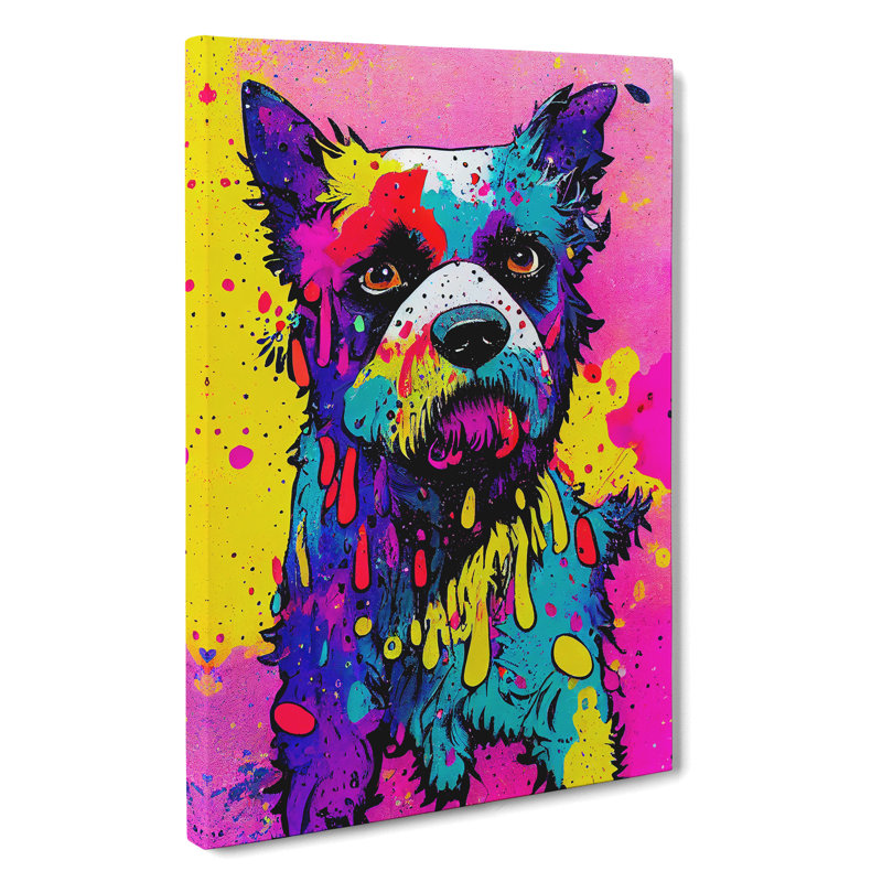 XC1022-1837X Dog Paint Drip No.2 Abstract - Wrapped Canvas Print, 60cm H x 40cm W x 3cm D